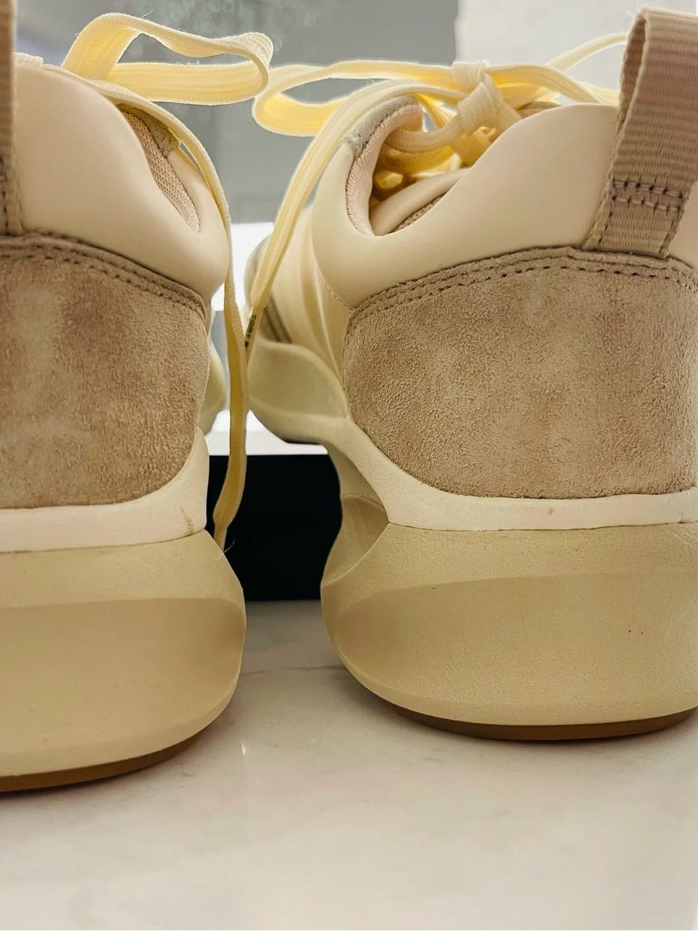 Good Luck Trainer by Tory Burch Cream and Beige Suede-Trim Sneakers♥️